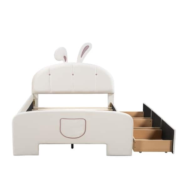 slide 2 of 12, Full Beige Velvet Upholstered Platform Bed w/ Bed-End Storage Pocket Beige - Full