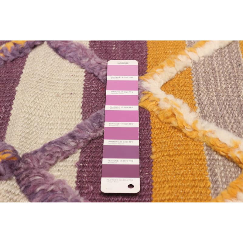 ECARPETGALLERY Flat-Weave Marrakech Purple Wool Kilim - 6'9 x 10'0