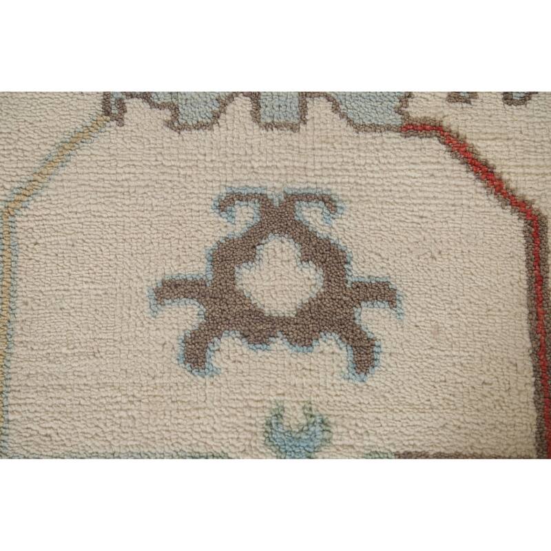 Floral Oushak Oriental Large Area Rug Handmade Beige Wool Carpet - 11'9" x 14'8"