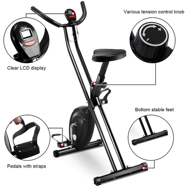 Folding X-Shape Exercise Bike Cardio Workout Cycling Magnetic Fitness Stationary