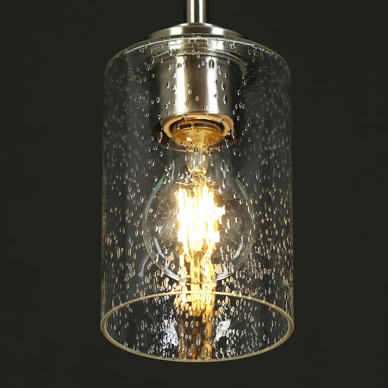 Modern 1-Light Seeded Glass Pendant Light for Dining Kitchen Commercial Spaces - D3.9" x H7.2"