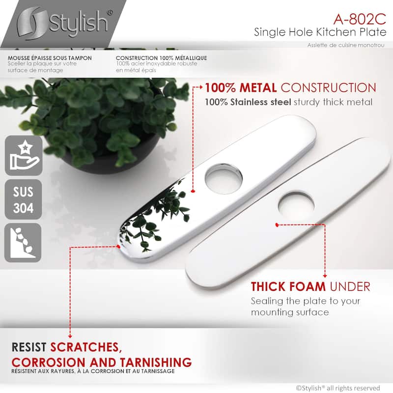 Single Hole 9.75-inch Kitchen Faucet Plate