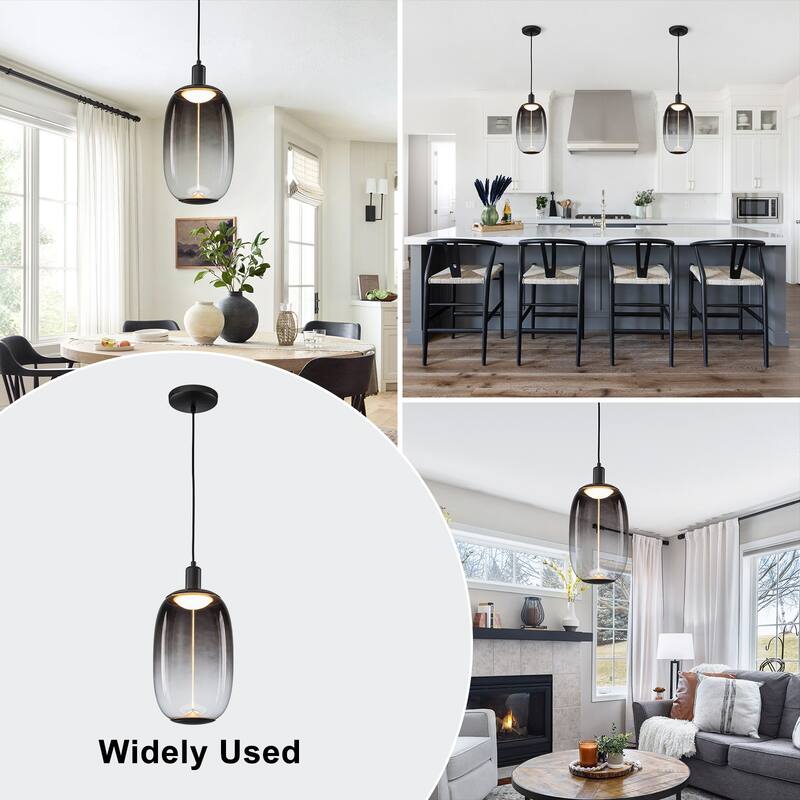 Smoke Gradient Clear Plastic LED Globe Pendant Light