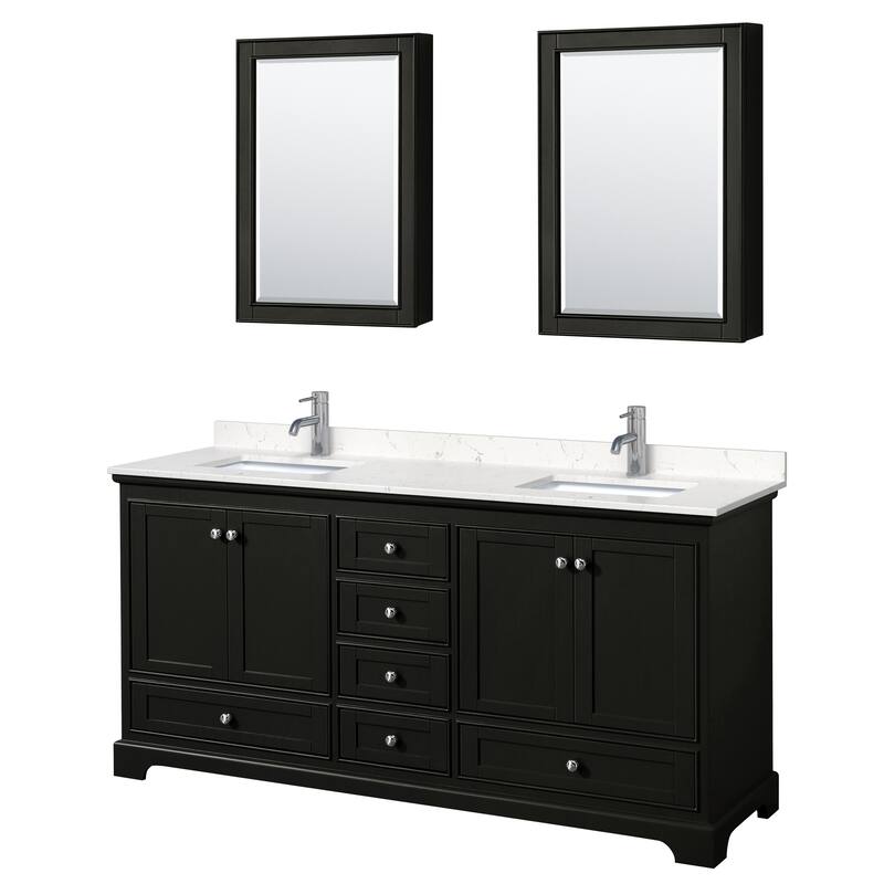 Deborah 72-inch Double Vanity, Cultured Marble Top, Medicine Cabinets