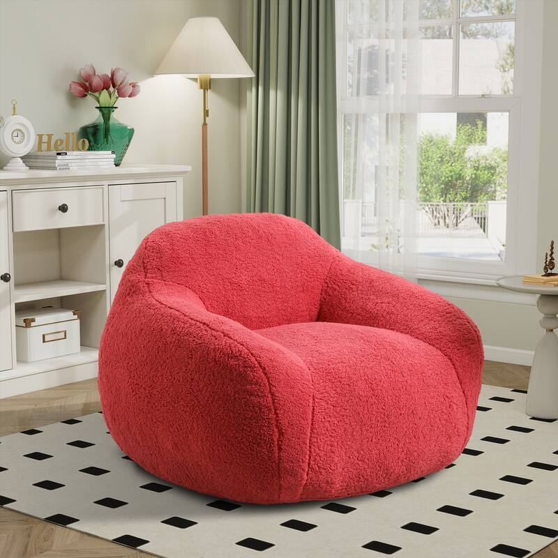 Teddy Bean Bag Chairs,Lazy Sofa Bean Bag Chairs with Armrest - Rose Red