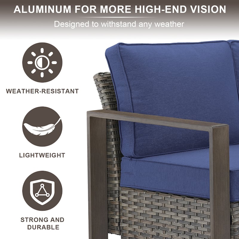 Meyreso Wicker Outdoor Patio Fire Pit Set with Swivel Gliders & 4.5-Inch Olefin Cushions