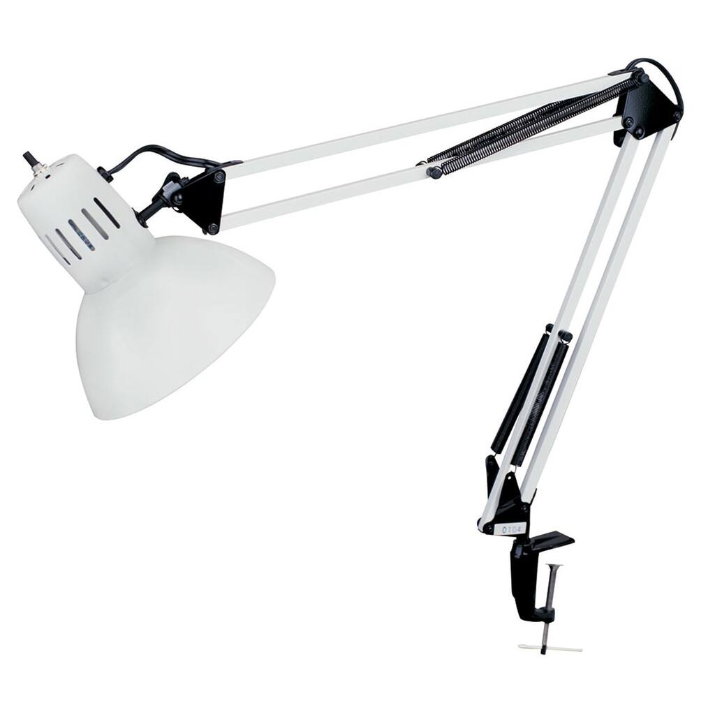 Dainolite Working/Task Lamp - Spring Balanced Clamp-On - Gloss White - 36" Reach