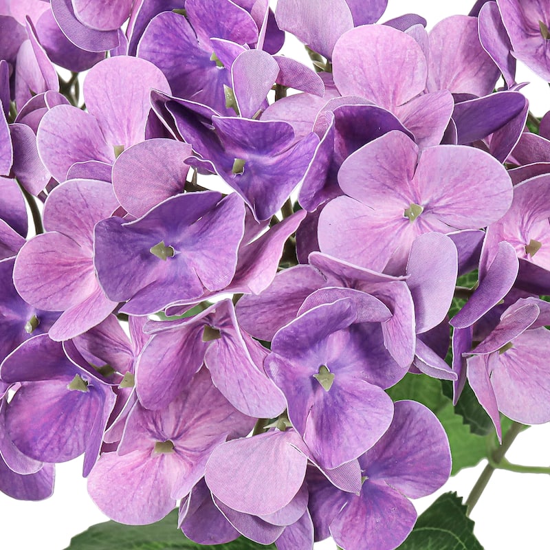Set of 2 Natural Touch Purple Artificial Hydrangea Flower Stem Bush Bouquet 18in - 18" L x 11" W x 11" DP