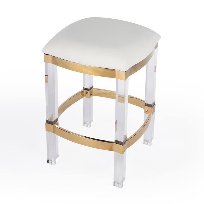 Jordan Acrylic & Polished Brass Counter Stool - Single - Gold - Counter Height