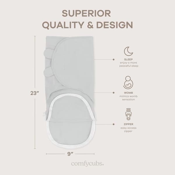 dimension image slide 1 of 4, Easy Swaddle Blanket with Zipper Closure by Comfy Cubs