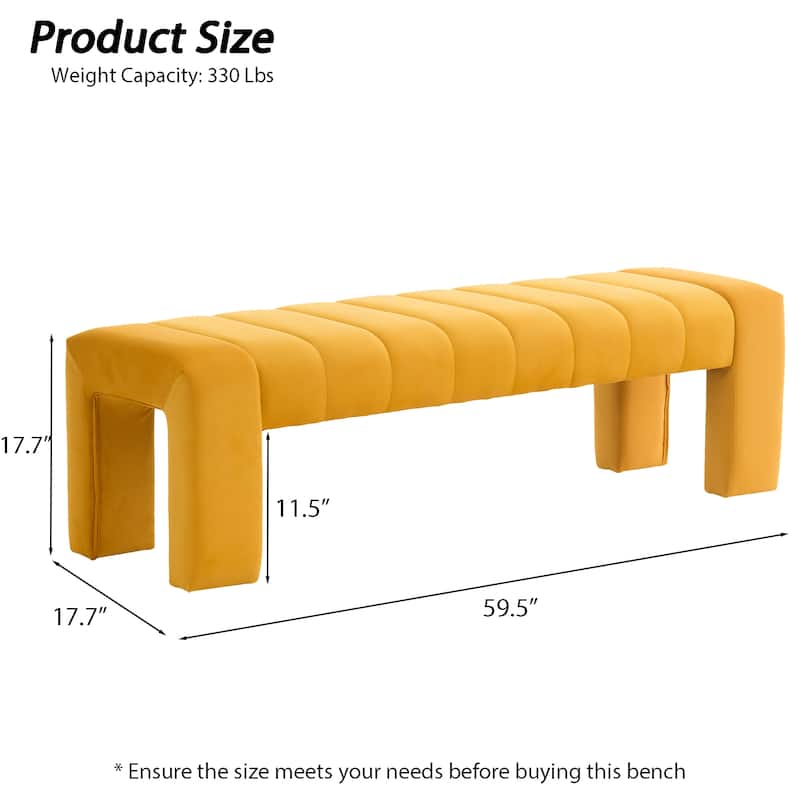 Upholstered Bedroom Bench Tufted Entryway Bench Modern End of Bed Bench Dining Bench with Gold/Black Metal Legs for Window