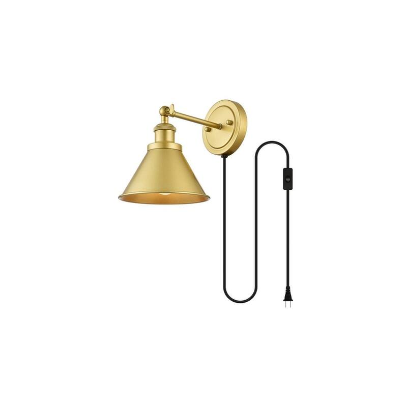 Brunt 1 Light Black Plug In Wall Sconce