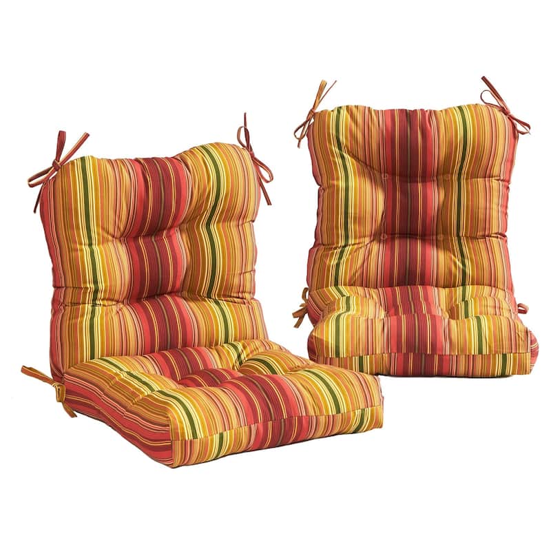 Outdoor Tufted Dining Chair Cushion (Set of 2) - Kinnabari Stripe