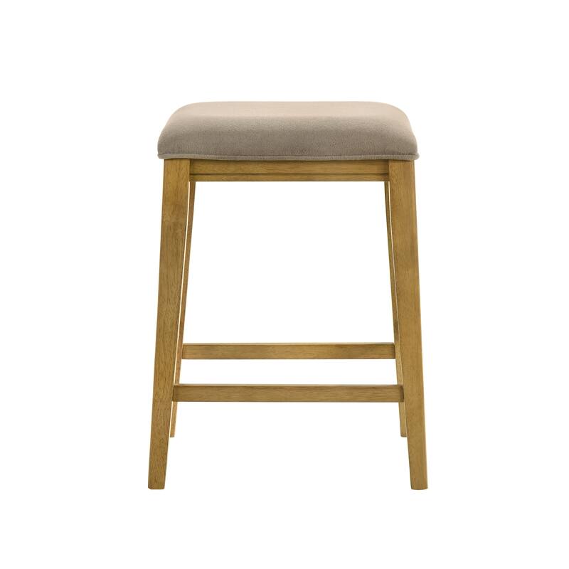 Jane Contemporary Transitional Backless Wood Counter Height Kitchen Bar Stool with Fabric Upholstered Seat