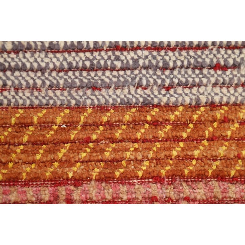 Striped Gabbeh Kashkoli Oriental Wool Area Rug Handmade Foyer Carpet - 3'3" x 4'9"