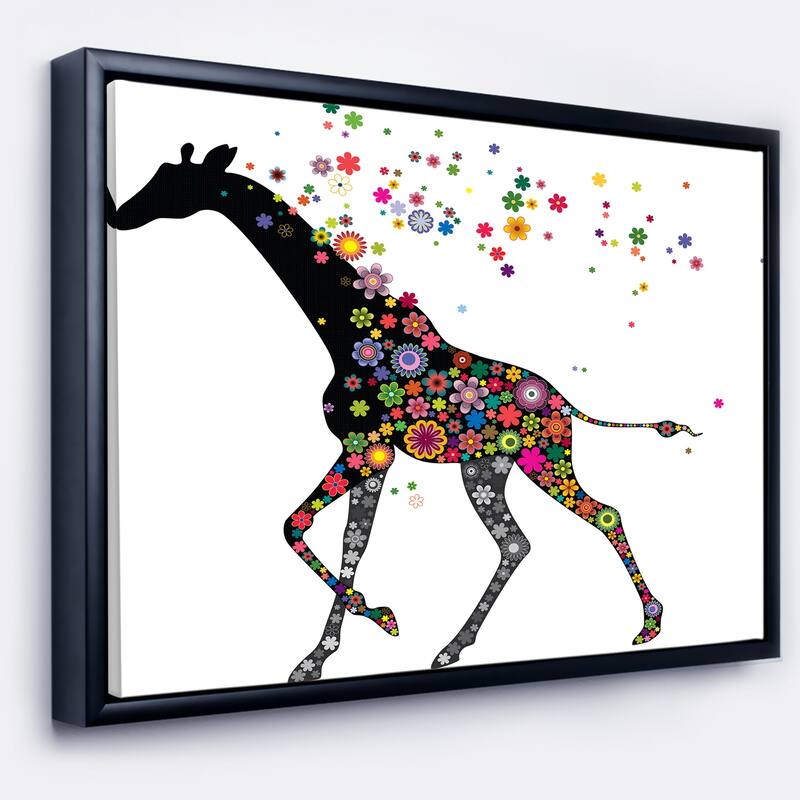 Designart "Cheerful Giraffe Running" Animal Framed Canvas Art Print