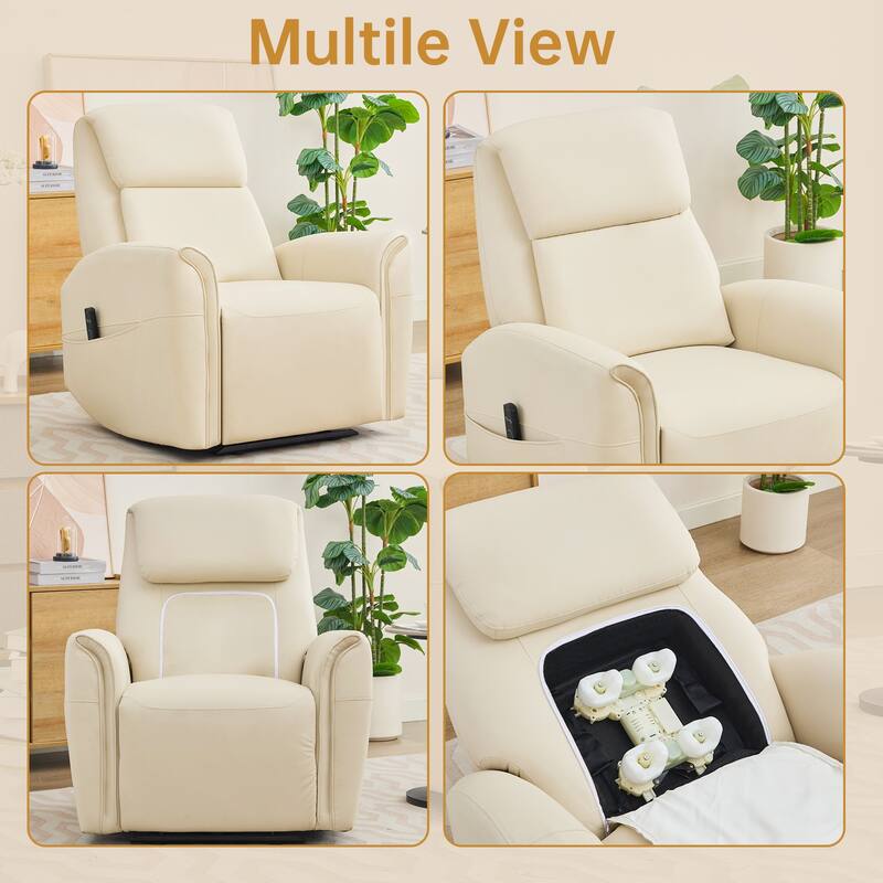 Oversized Faux Leather Massage Power Recliner with Two Pockets Set of 2