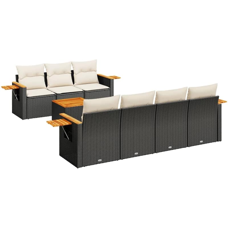 vidaXL Garden Sofa Set Black, Cream White - 21.7 x 21.7 x 14.6 in
