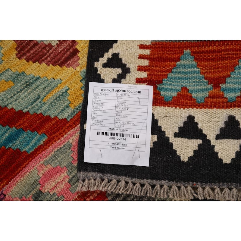 South Western Style Kilim Area Rug Hand-Woven Wool Carpet - 8'4" x 9'8"