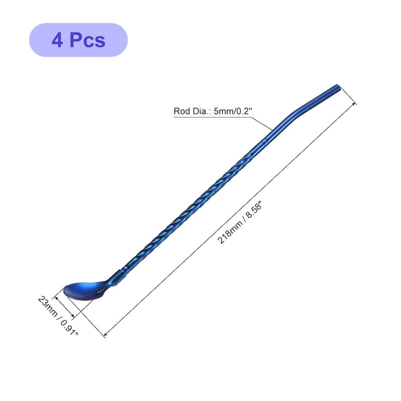4Pcs 8.6" Stainless Steel Spoon Straws Reusable Twist Handle Spoon