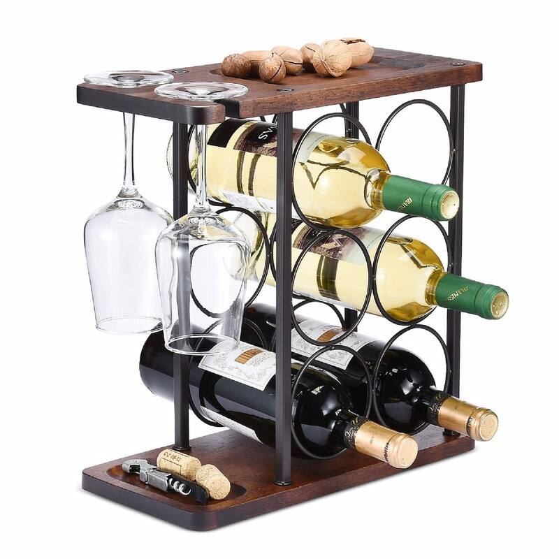 Wine Rack - 13.4"D x 6.2"W x 13.7"H - Black