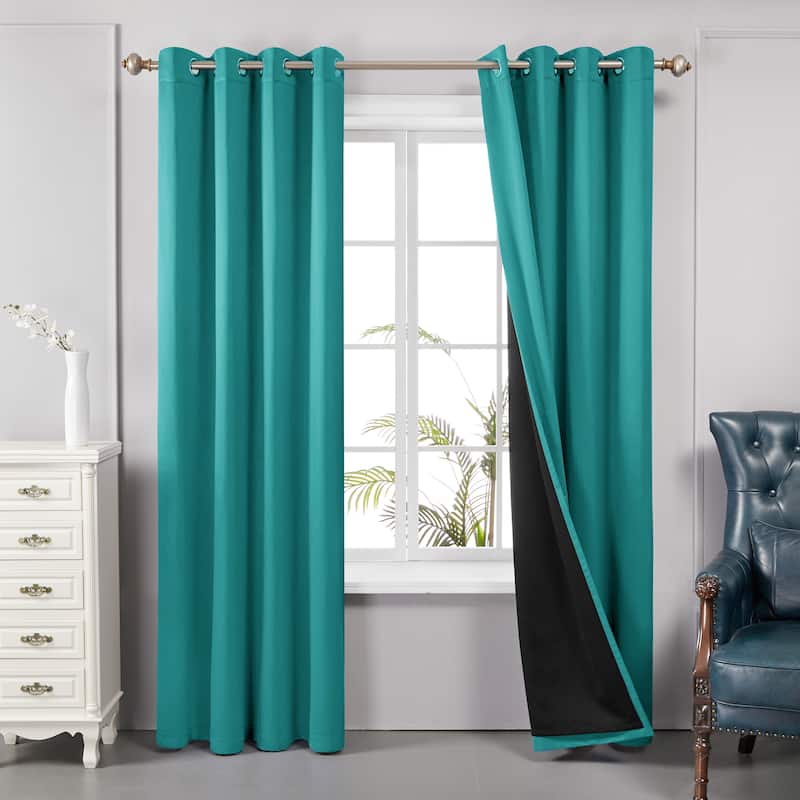 Deconovo 100 Percent Blackout with Liner Grommet Curtain (2 Panel) - W52 x L54 - Turquoise