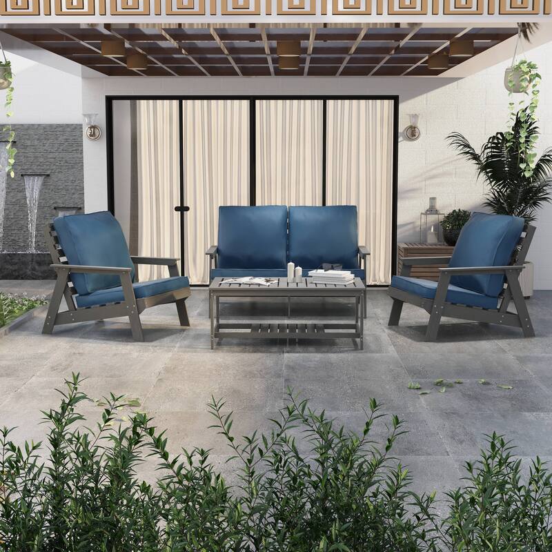 Alpine Modern Outdoor Upholstered Accent Chair - Lounge Armchair with Removable Cushions for Living Room