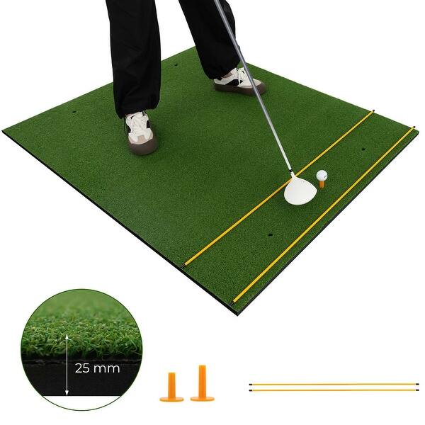 slide 2 of 10, Costway 5 x 4 FT Golf Hitting Mat Artificial Indoor Outdoor Turf Golf - See Details Green - See Details - Teens
