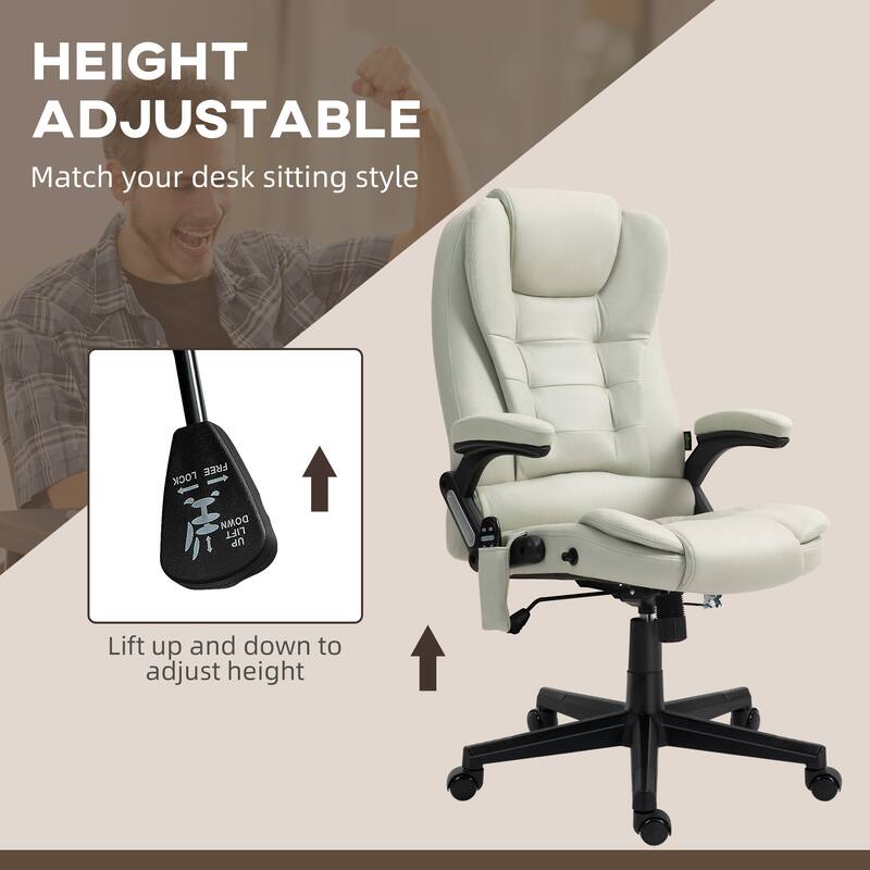 Ergonomic Massage Office Chair with Lumbar Heat and Vibration Full Body Recliner Adjustable Seat Height and Swivel Wheels