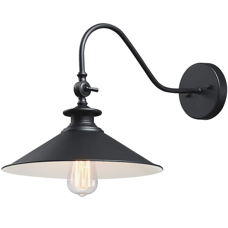 1 Light Matte Black Finish Outdoor Barn Light