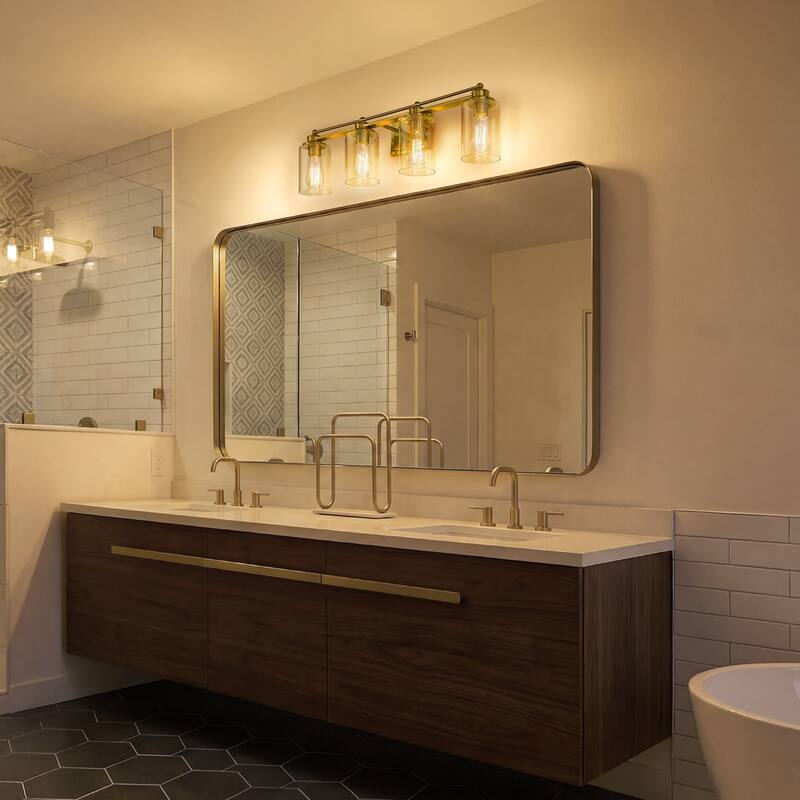 Bathroom Vanity Light,Wall Sconce Lamp Over Mirror with Clear Glass Shade