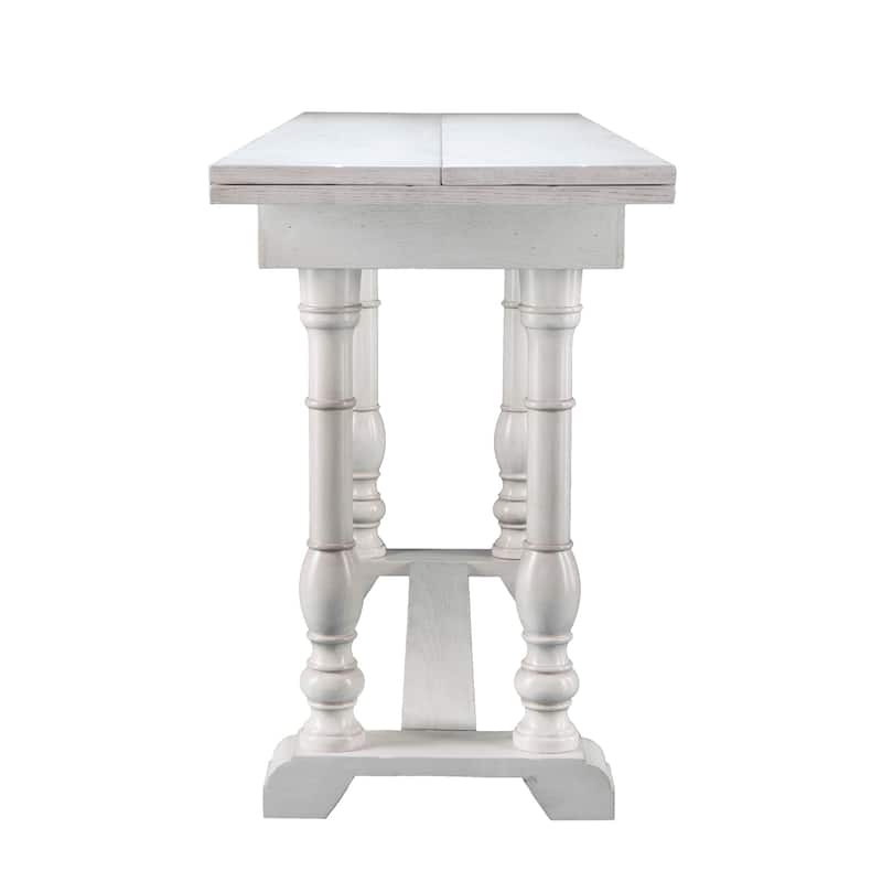 SEI Furniture Eddlewood Farmhouse Drop Leaf Trestle Console to Dining Table