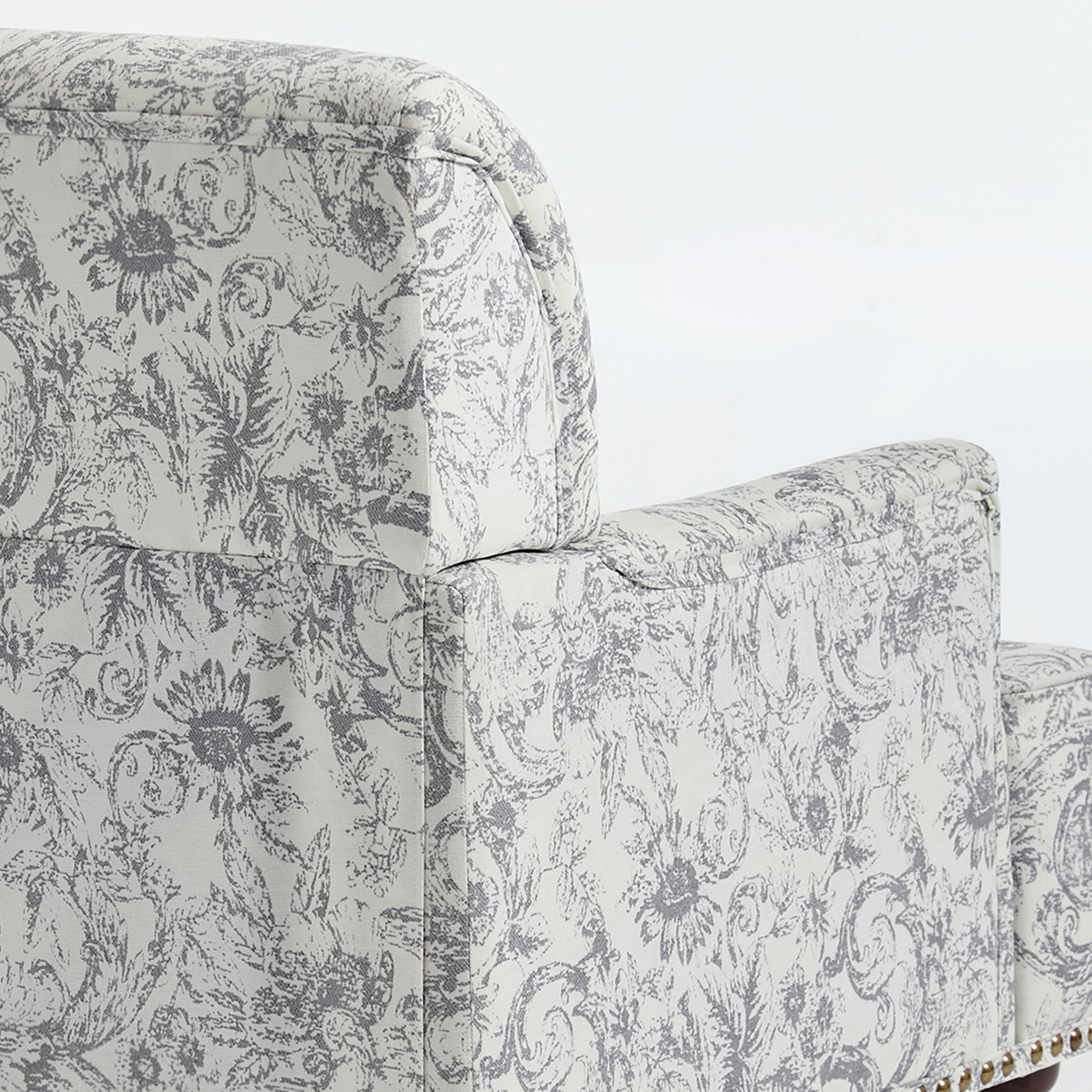 2 Set Upholstered Accent Chairs Nailhead Trim Armchairs