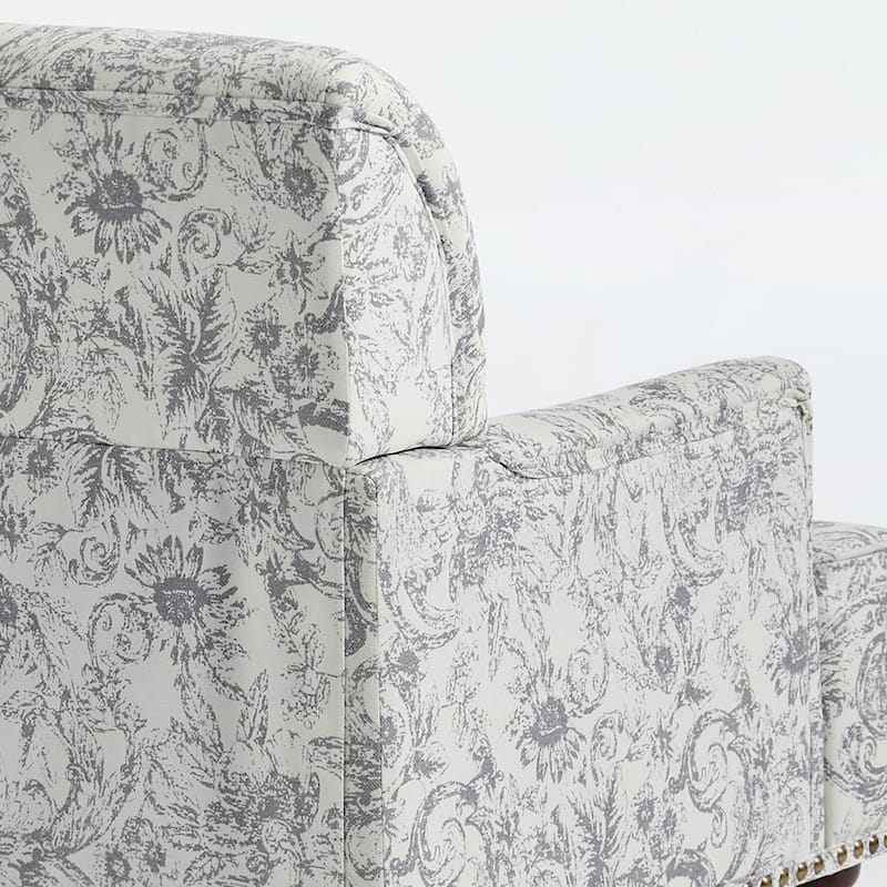 Linen Accent Chairs Nailhead Trim Armchairs with Wooden Legs