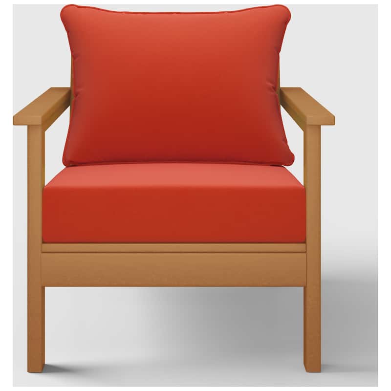 Birchwood All Weather HDPE Outdoor Patio Deep Seating Teak Club Chair With Cushions (1-Piece)