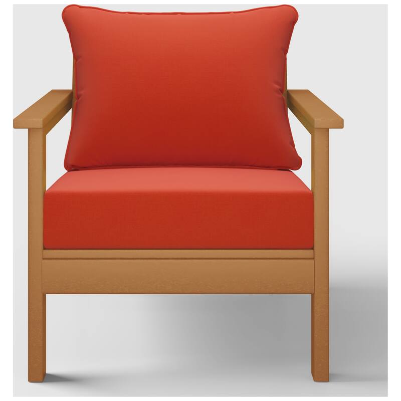 Birchwood All Weather HDPE Outdoor Patio Teak Deep Seating Conversation Set With Cushions (2-Piece)