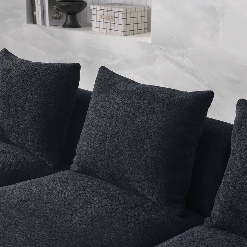 U Shape Black 5Seat Sectional Sofa including 2Single Seats and 2