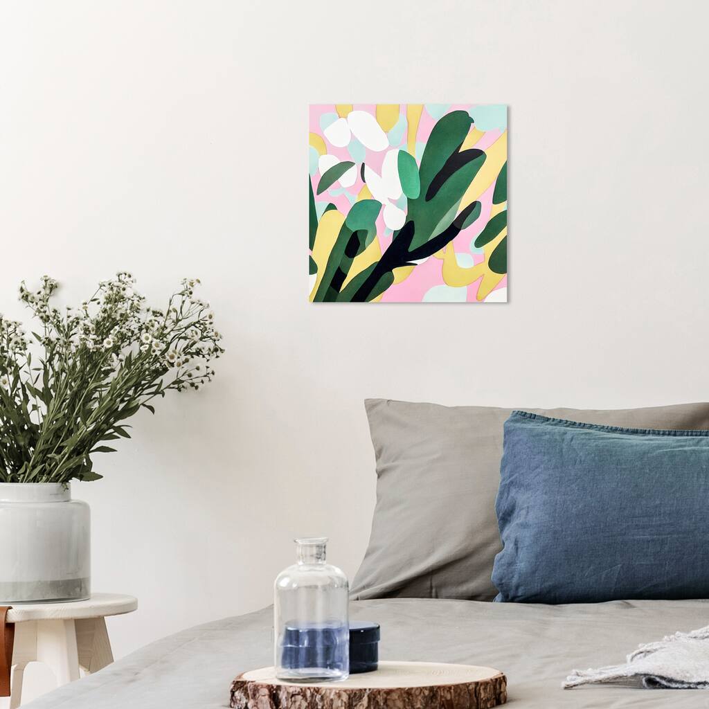 Wynwood Studio Abstract My pretty plant Pink and Pastel Pink Tropical Wall Art Canvas Print
