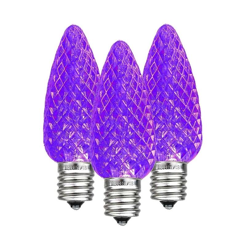 25 Pack C9 LED Outdoor Christmas Replacement Bulbs, C9/E17 Base - Purple