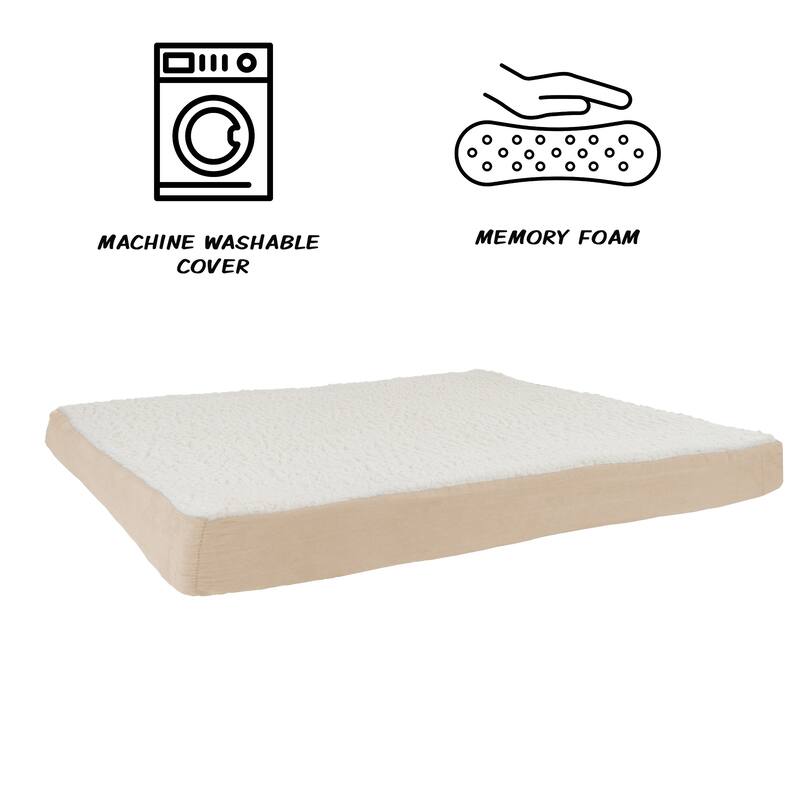 2-Layer Orthopedic Memory Foam Dog Bed with Machine Washable Sherpa Cover