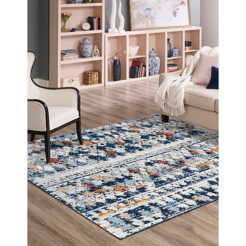 Contemporary Zaire Collection Area Rug - Multi - 3'3" Square