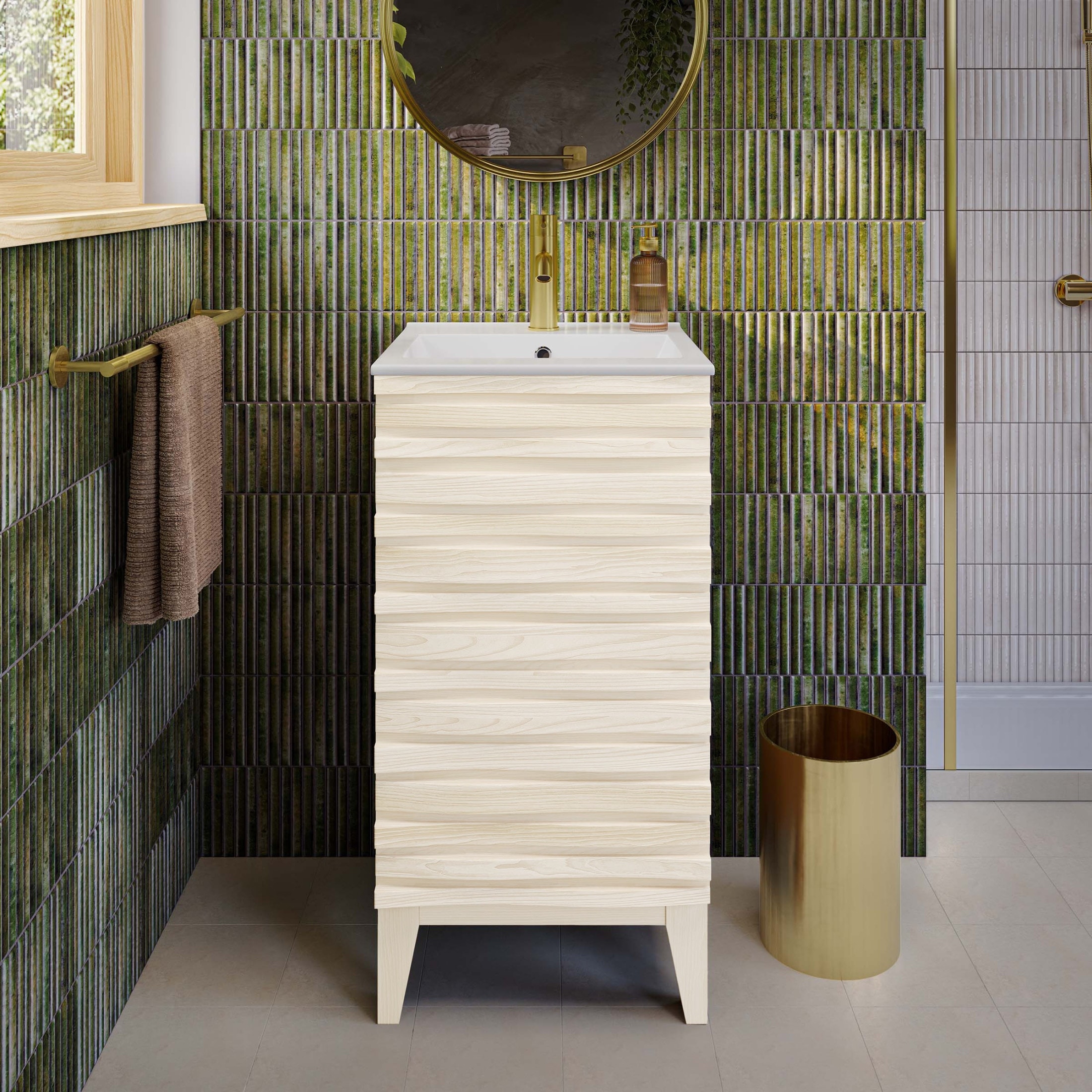 Cascade 18" Freestanding Bathroom Vanity In White Oak With Sink Top - 18
