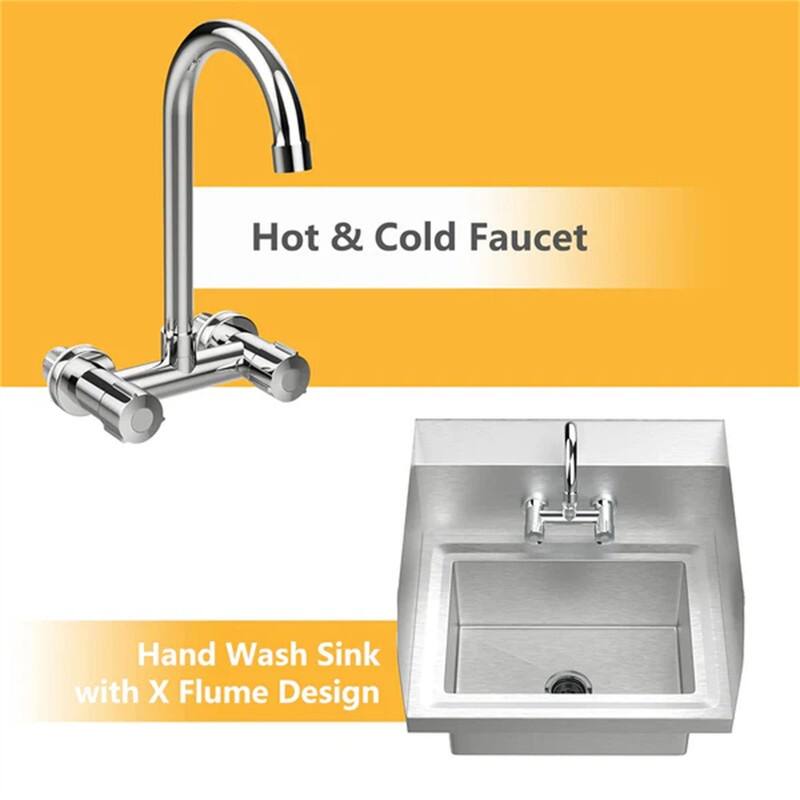 Wall Mount Stainless Steel Hand Wash Sink Heavy Duty with Faucet