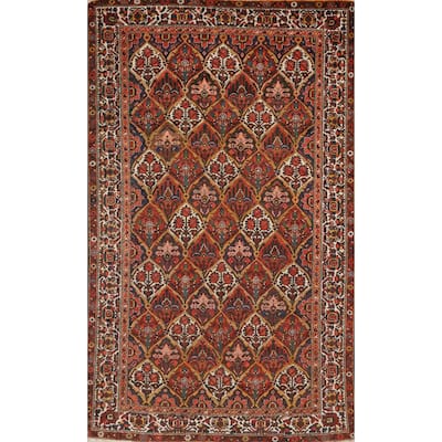 Hand Knotted Oriental 100% Wool Carpet Traditional Floral Oranges & Rust Bakhtiari Area Rug - 9' 6'' X 6' 7''