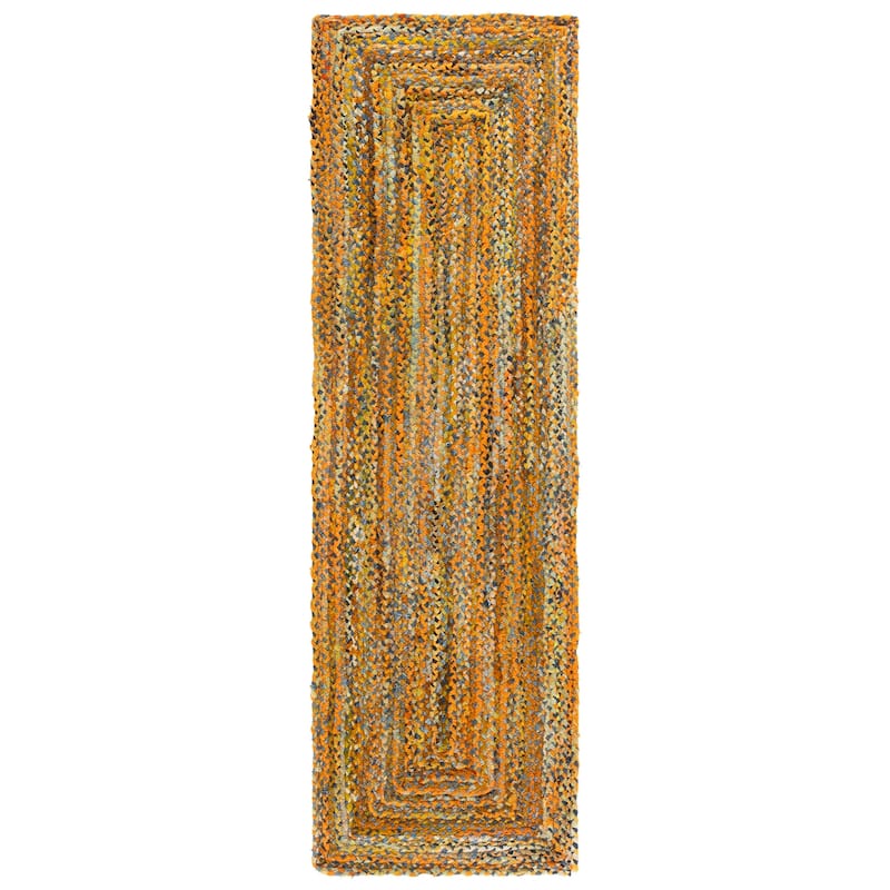 SAFAVIEH Georgine Handmade Nanny Braided Bohemian Cotton Rug - 2'3" x 8' Runner - Yellow/Brown