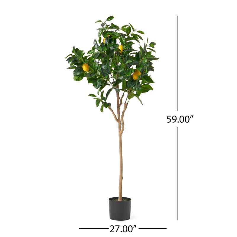 Zylo Decorative Faux Lemon Tree, 59 Inch, Green