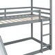 preview thumbnail 13 of 14, Twin over Twin Sturdy Wood Bunk Bed with Roof, Slide and Ladder, Grey