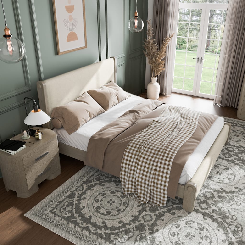 Furniture of America Weegin Modern 2-Piece White Oak Wood Panel Bedroom Set