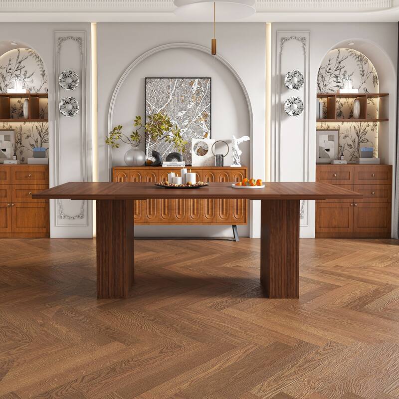 Dining Table with Built-In Storage, Meeting Table Kitchen Table with Wood Veneer, Scratch-Resistant Home Office Table