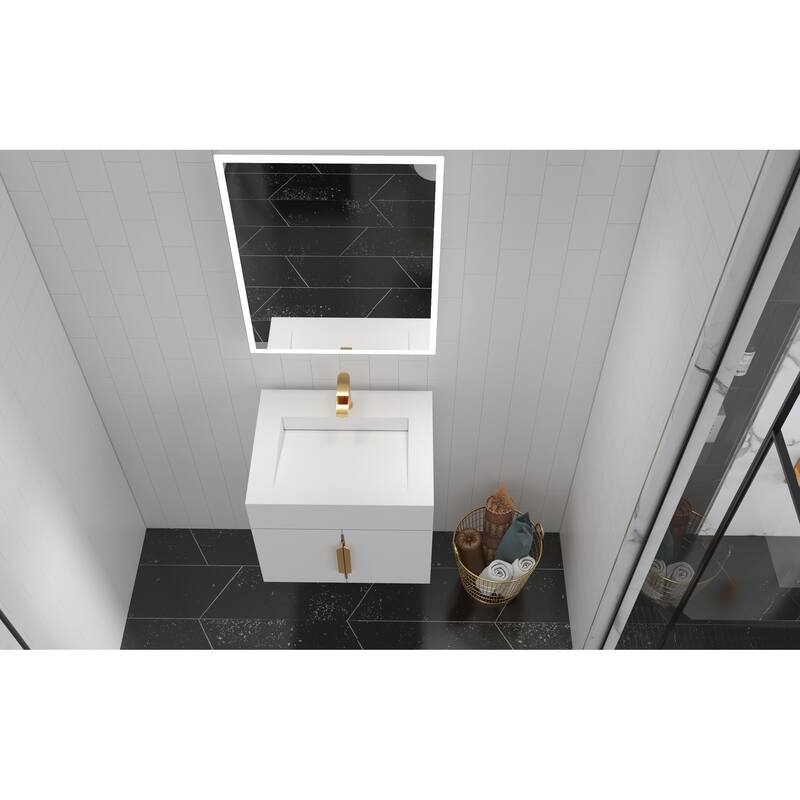 Nile 24-Inch Wall Mounted Bathroom Vanity Set w/ White Top